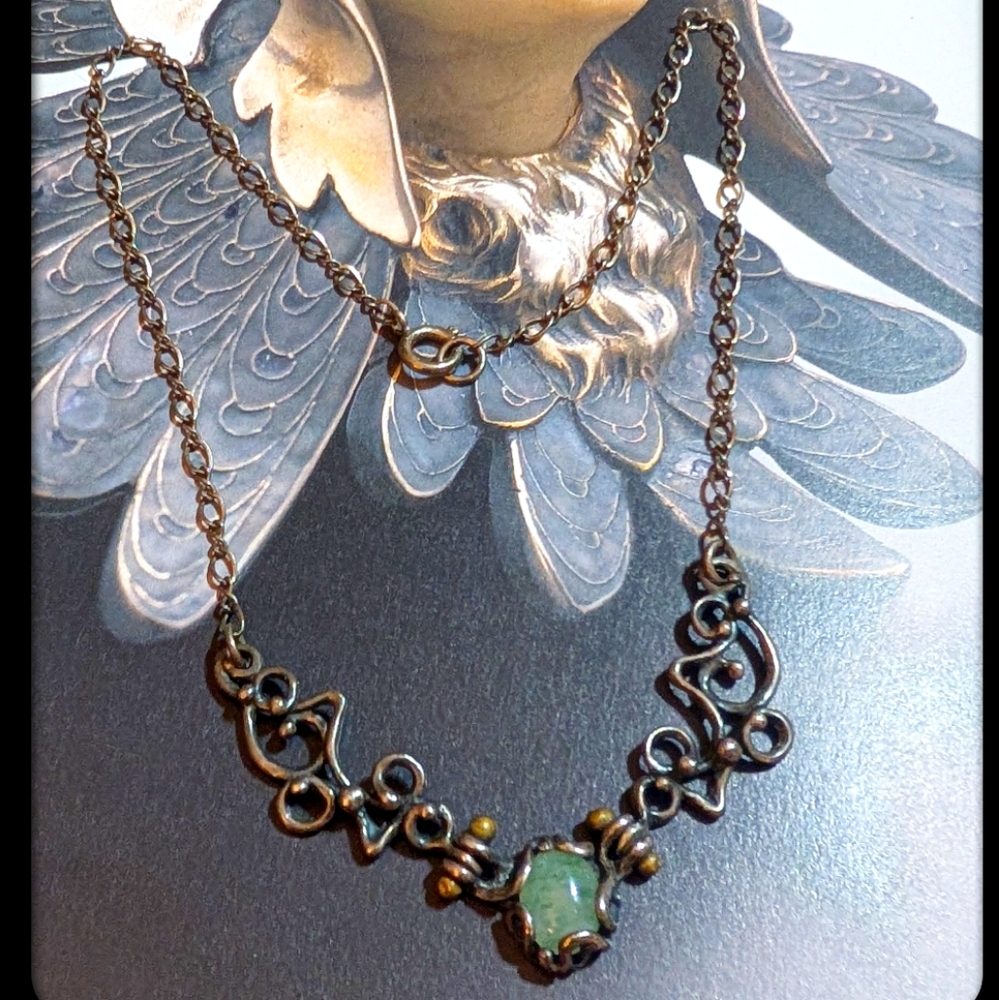 Jack Boyd 70s Aventurine Sterling Bronze Necklace - Picture 8 of 8